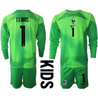 Koszulka piłkarska Francja Hugo Lloris #1 Bramkarska Strój wyjazdowy dla dzieci MŚ 2022 tanio Długi Rękaw (+ Krótkie spodenki)